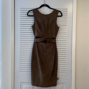 GUESS Olive Green Suede cutout Midi Dress